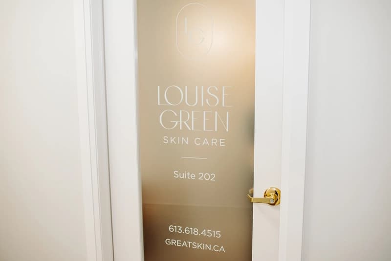 The door to Louise Green's clinic, specializing in anti aging skin care and aging skincare in Ottawa.
